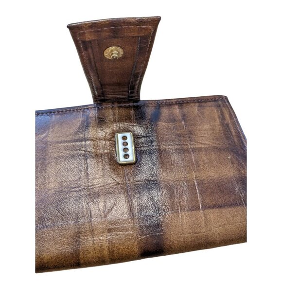 Vintage Wallet Cowhide Leather Womens Snap BiFold Brown Kiss Lock Change Western - Picture 4 of 9